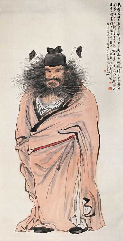 倪田 1908年作 锺馗图 立轴
